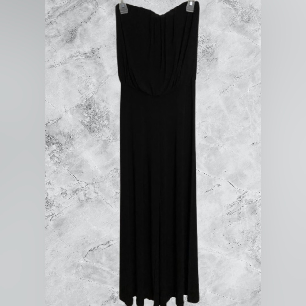 Strapless dressy wide leg jumpsuit stretchy on chest area and waist line to hold